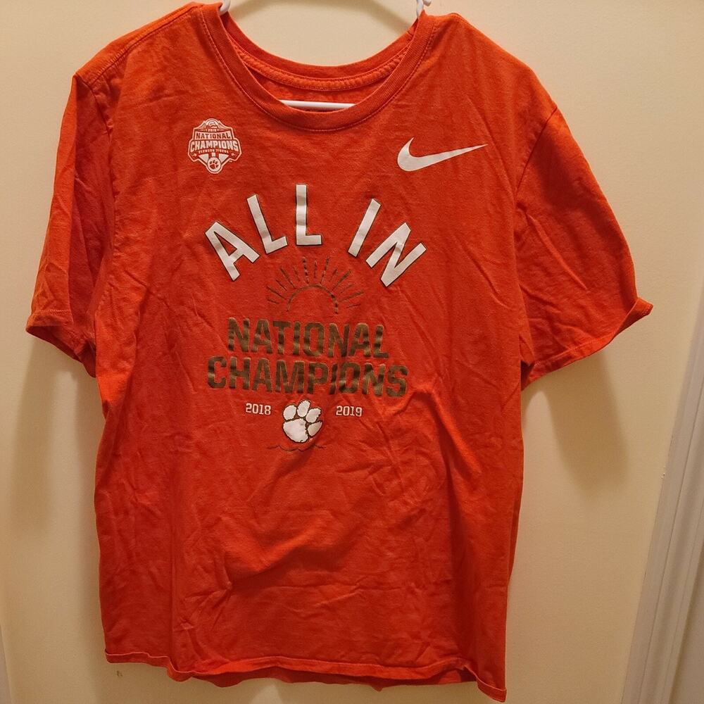 Nike Clemson Tigers Football T-shirt XL Adult 2018 2019 National Champion ALL IN
